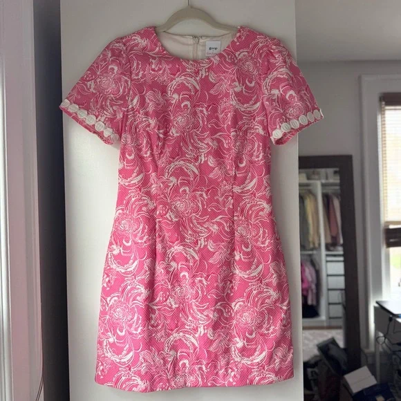 🩷 LILY PULITZER X GOOP COLLAB PINK FLORAL PREPPY GIRLY MINI DRESS WITH POCKETS - Picture 5 of 11